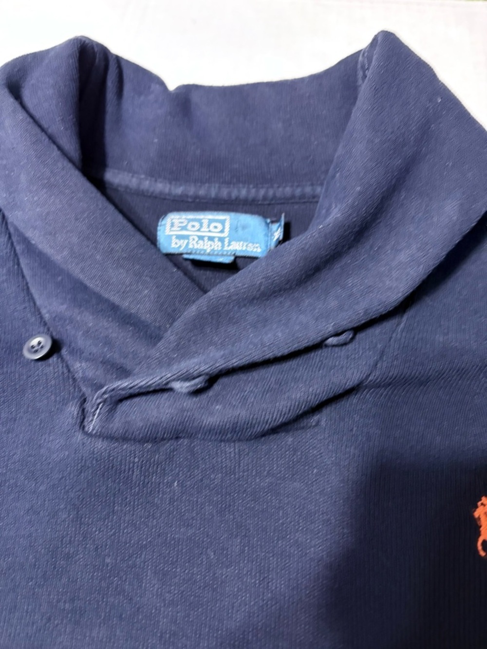 Polo Ralph Lauren Navy Shawl-Collar Sweater‎ with Orange Pony Logo XL Very Soft - Picture 10 of 14